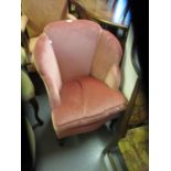 Edwardian pink upholstered tub shaped chair
