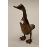 Carved wooden naive figure of a duck, 17ins high Not really any damage but does not have much age.