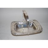 Late Victorian rectangular silver cake basket with swing handle, Sheffield 1897