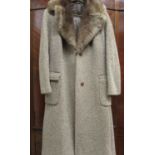 Ladies three quarter length wool coat with fur collar, labelled Weinberg, Zurich and W.G. Modell,