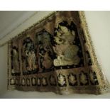 Indonesian fabric and sequin wall hanging, 65ins wide