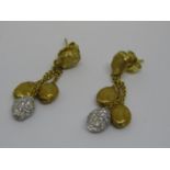 Pair of Marco Bicego, 18ct yellow gold diamond set drop earrings Good condition 6.5g