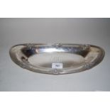 Early 20th Century oval continental silver shallow dish with floral etched and moulded decoration