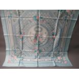 Hermes ' Jeux de Paille ' ladies pale blue silk scarf, 90cms square (unboxed)