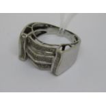 10ct White gold and diamond chip set dress ring of Art Deco design Weight = 6.3g