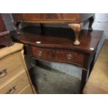 Reproduction mahogany and line inlaid serpentine fronted two drawer serving table 45ins wide x 22ins