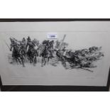 Victor Ambrus, artist proof etching, ' Cavalry ', signed in pencil, gilt framed, 8ins x 15ins