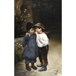 MARIE (MIZZI) WUNSCH (1862-1898) THE LITTLE SECRET Signed and dated 1894, oil on canvas 83 x 52.5cm.