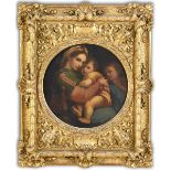 AFTER RAPHAEL (1483-1520), 19th Century MADONNA DELLA SEDIA Oil on canvas, in a fine gilt