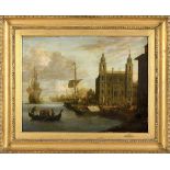 CIRCLE OF ABRAHAM STORCK (1644-1708) HARBOUR SCENE WITH SHIPPING Oil on canvas 48 x 63cm.