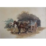 KEELEY HALSWELLE (1832-1891) SIX OIL SKETCHES: TWO FARM HORSES WITH A CART; TREE STUDIES (3);