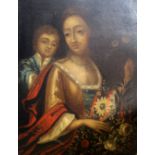 ENGLISH PROVINCIAL SCHOOL, 18th CENTURY PORTRAIT OF A LADY WITH A BOY The lady wearing a russet