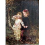 JAMES SANT, RA (1820-1916) THE BABES IN THE WOOD Signed verso, oil on board 29.5 x 22cm. ++ Needs