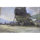 ADOLF HIREMY-HIRSCHL (1860-1933) A STEEL MILL; A QUARRY; A BOATYARD; WORKERS BY A MACHINE Four, each