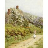 HELEN ALLINGHAM, RWS (1848-1926) AT CHIDEOCK, DORSET Signed, bears title on a torn piece of paper