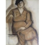 GEN PAUL (1895-1975) PORTRAIT STUDY OF A SEATED WOMAN With atelier stamp, charcoal and red chalk