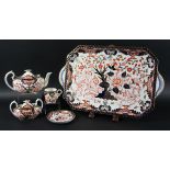 ROYAL CROWN DERBY TRAYED IMARI TEASET, circa 1890, pattern number 383, comprising a rectangular