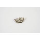 A DIAMOND NAVAL CROWN BROOCH millegrain set overall with graduated single-cut diamonds, in gold, 3cm