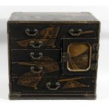 JAPANESE LACQUER TABLE CABINET, late 19th century, with an arrangement of six drawers and a cupboard