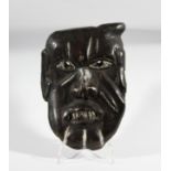 SOUTH SEA ISLANDS, an iron wood mask with white painted highlights, height 14cm