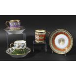 SET OF ELEVEN SEVRES STYLE COFFEE CANS AND TWELVE SAUCERS, 19th century, Empire style, each with a