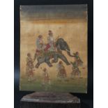 INDIAN SCHOOL: A procession with two men on an elephant and six others walking, probably Punjab,