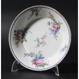 SEVRES SAUCER, late 18th century, date code possibly for 1793, painted with floral sprays inside a