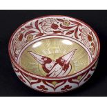 WILLIAM DE MORGAN BOWL - FREDERICK PASSENGER a small ruby lustre bowl, the interior painted with 2