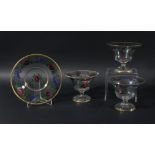 SET OF ELEVEN SHERBET GLASSES AND FIFTEEN STANDS, painted with roses and other flowers inside gilt