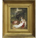 PAIR OF CONTINENTAL PORCELAIN PLAQUES, mid 19th century, probably German, one painted with a