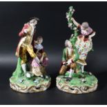 PAIR OF DERBY STYLE FIGURES, in the manner of Samson, of the Court Shoe Fitter and The Stocking