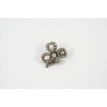 A VICTORIAN NATURAL PEARL AND DIAMOND SHAMROCK BROOCH mounted with a conch pearl, a black and