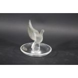 LALIQUE PIN DISH a frosted and clear glass pin dish, with a Bird at the centre. With original