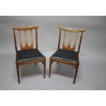 G PLAN - SET OF RETRO DINING CHAIRS a set of four teak dining chairs with black drop in seats, in