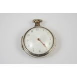 A GEORGIAN SILVER PAIR CASED POCKET WATCH the white enamel dial with Arabic numerals, hallmarked for