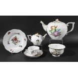 HEREND 'FRUIT AND FLOWERS' PART SERVICE, comprising ten dinner plates, a two handled platter,