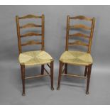 SET OF COTSWOLD SCHOOL DINING CHAIRS a set of 6 ladderback oak and elm dining chairs, with turned