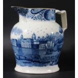 GREENWICH HOSPITAL: pearlware jug, blue transfer printed with a titled view of the hospital