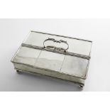 AN EARLY 20TH CENTURY RECTANGULAR INKSTAND Ambassadorial in style with hinged covers, reeded