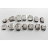 FOURTEEN VARIOUS LATE VICTORIAN, EDWARDIAN & LATER SILVER VESTA CASES with engraved decoration, most