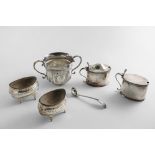 A MIXED LOT:- A late Victorian porringer engraved with a coat of arms, a condiment ladle, crested, a