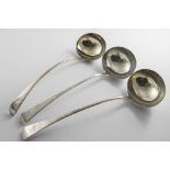 A GEORGE III SILVER SOUP LADLE Old English pattern, initialled, by William Eley & William Fearn,