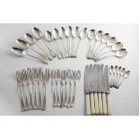 A LATE 20TH CENTURY PART-SET OF OLD ENGLISH PATTERN FLATWARE:- Four table spoons, six soup spoons,