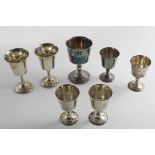 SEVEN VARIOUS LATE 20TH CENTURY WINE GOBLETS by various makers, London & Birmingham hallmarked,