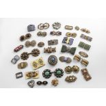 A QUANTITY OF CUSTOME BUCKLES mainly 20th century & gilt metal / brass, each one set with paste or