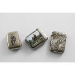 A LATE 19TH / EARLY 20TH CENTURY NORWEGIAN SILVER & ENAMELLED VESTA CASE with rounded corners and