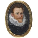 FLEMISH SCHOOL c.1600 Miniature portrait of a gentleman with reddish brown hair and a beard, wearing