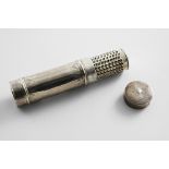 A WILLIAM & MARY / WILLIAM III SILVER TUBULAR NUTMEG GRATER with scratch-engraved borders and a