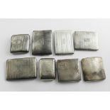 SIX VARIOUS SILVER CIGARETTE CASES all with initials/monograms, mixed dates & makers, hallmarked