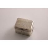 A GEORGE III SILVER NUTMEG GRATER rectangular with rounded corners and pricked borders and